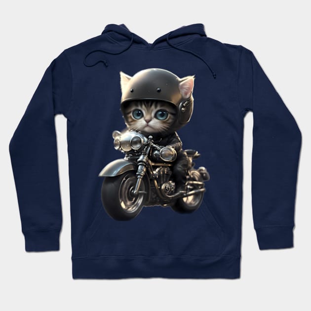 The coolest tabby cat on her motorbike Hoodie by BrisaArtPrints